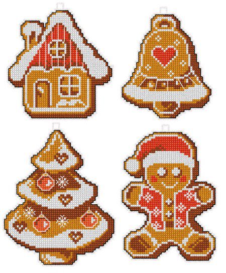 23 / 7662 | Plastic Canvas-Weihnachtsanhänger (4 Stück)
